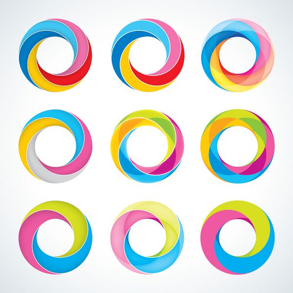 مجموعه ای از قالب لوگوی حلقه بی نهایت انتزاعی نمادهای شرکتی