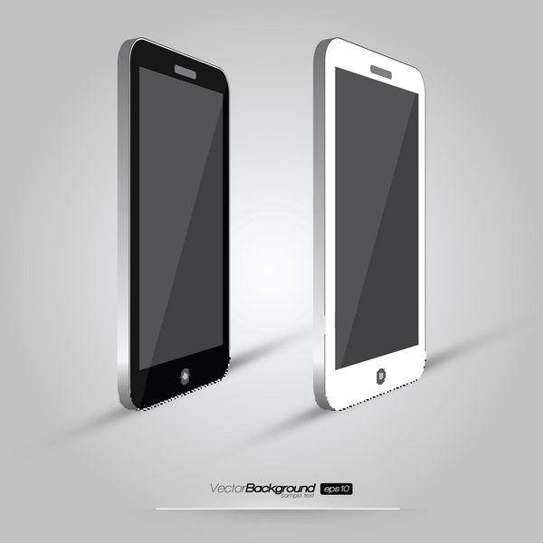 الگوی سه بعدی تلفن هوشمند واقع بینانه تغییر سفید و مشکی تصویر طراحی وکتور