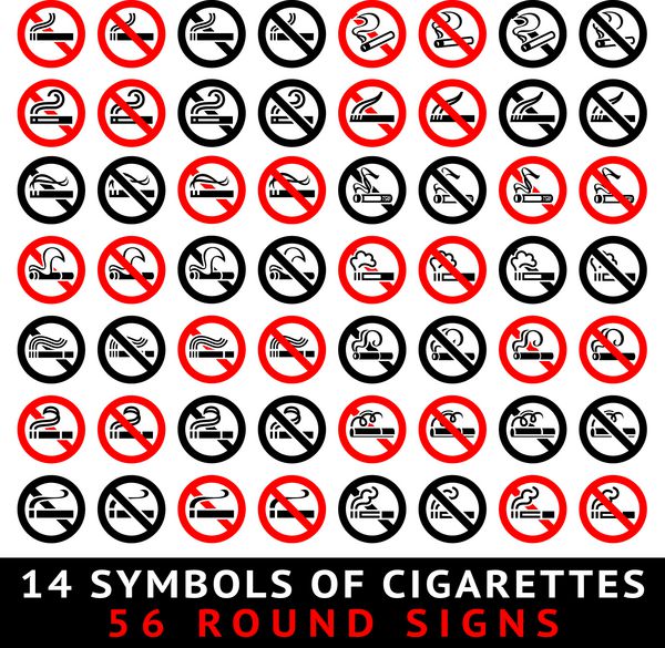 13 نماد سیگار 52 علامت گرد وکتور