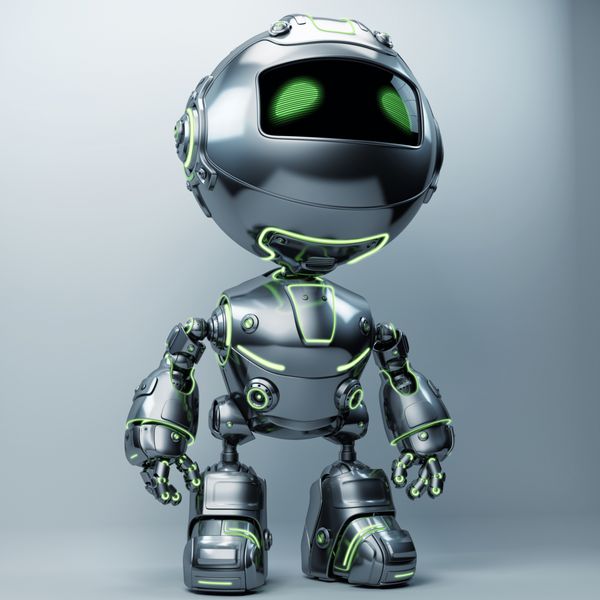 ربات فلزی خنک با خطوط سبز روشن