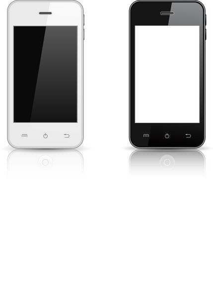 بردار واقعی تلفن های هوشمند جدا شده در پس زمینه سفید