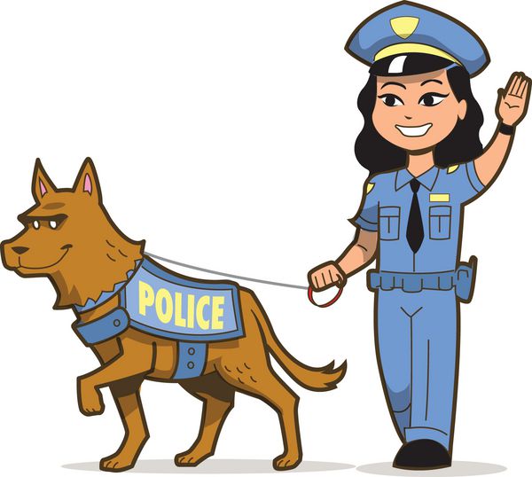 سگ پلیس و افسر پلیس زن آسیایی