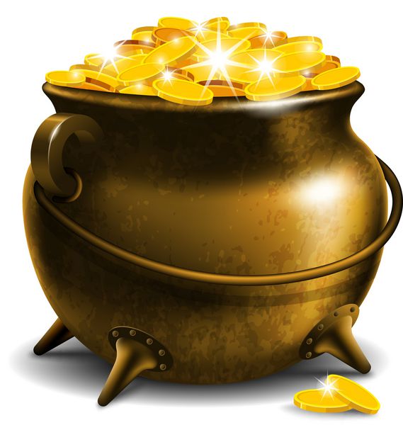گلدان قدیمی با سکه طلا