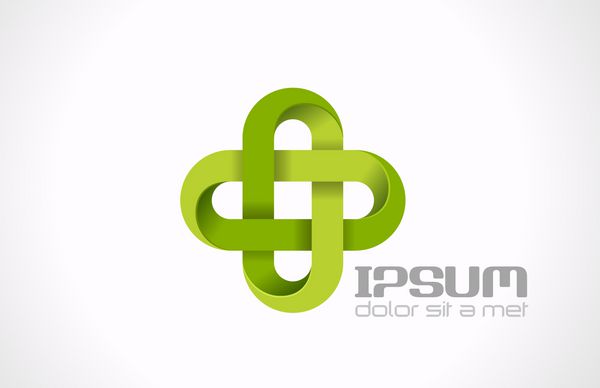 الگوی طراحی لوگو وکتور انتزاعی متقاطع سبز داروخانه پزشکی بهداشت و درمان نماد مفهوم خلاق اکو سبز نماد دارویی