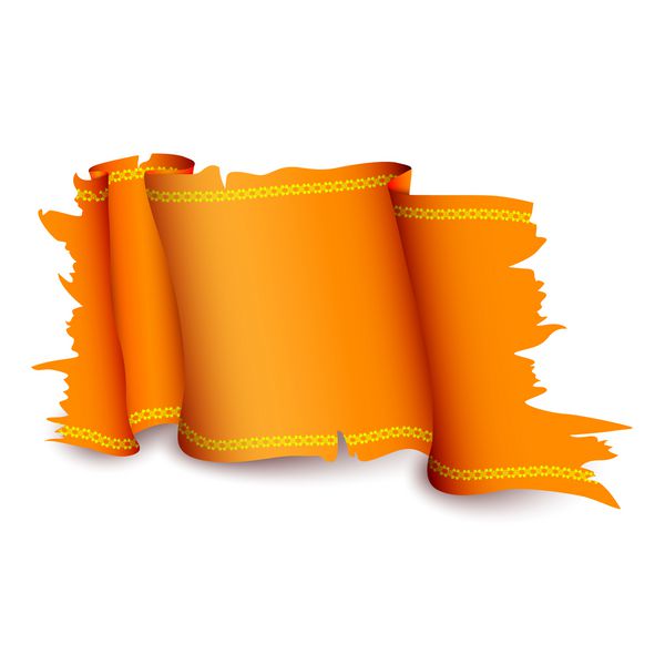 طومار نارنجی با الگوی زرد روی پس‌زمینه سفید می توانید از آن به عنوان بنر برچسب یا به عنوان عنصری برای طراحی خود استفاده کنید