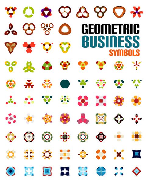 مجموعه ای از نمادهای تجاری رنگارنگ قابل ویرایش مفاهیم تجاری اشکال هندسی دکوراسیون آیکون های تکنو