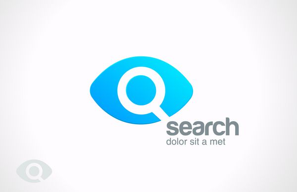 الگوی طراحی لوگو وکتور خدمات موتور جستجو نماد مفهوم تحقیق چشم جستجوگر با ذره بین ایده تحقیق فناوری داده کارآگاه ایده حسابرسی