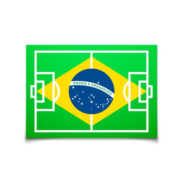 زمین فوتبال سبز پرچم برزیل تصویر پس زمینه وکتور