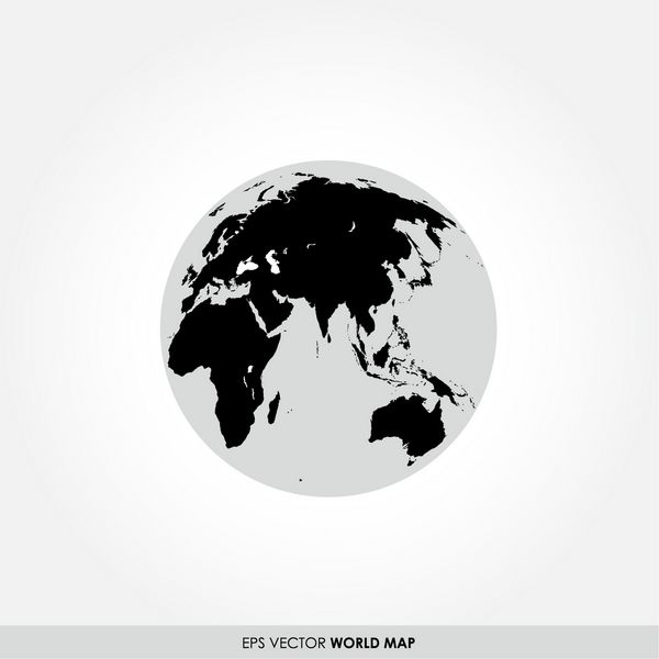 نقشه جهان سیاه روی نماد کره زمین
