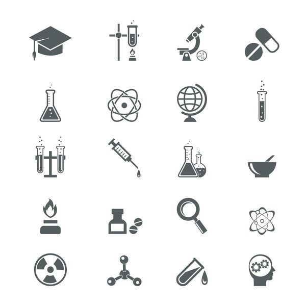 نمادهای علمی روی سفید برای اینفوگرافیک وب و برنامه ها