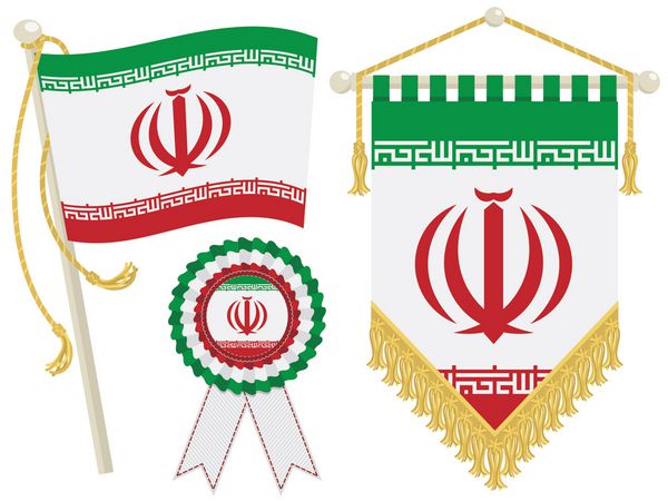 پرچم ایران گل رز و پرچم جدا شده روی سفید