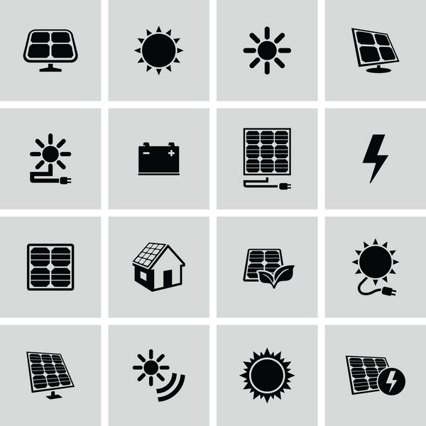 مجموعه آیکون های انرژی خورشیدی