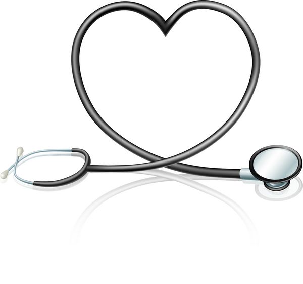 مفهوم سلامت قلب گوشی پزشکی که شکل قلب را تشکیل می دهد
