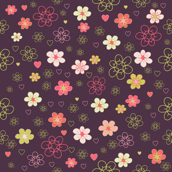 الگوی گل بدون درز بافت گل تصویرسازی با گل های رنگارنگ