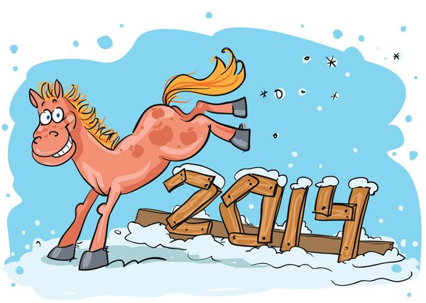 نماد تقویم 2014 - اسب تصویر کارتونی
