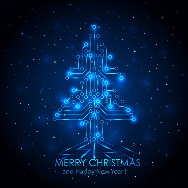 درخت کریسمس درخشان از مدار الکترونیکی دیجیتال تصویر