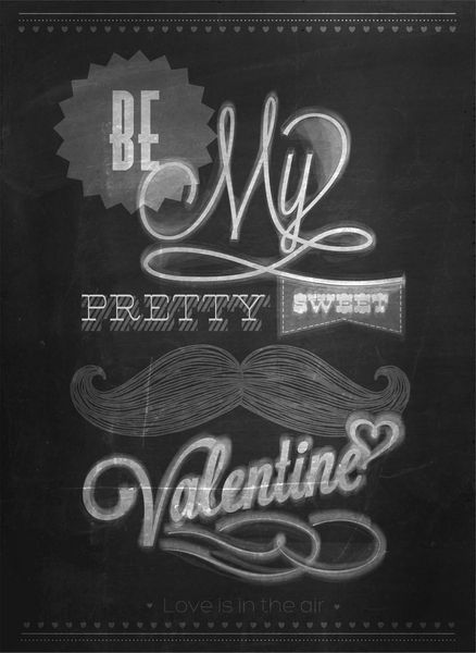 حروف دستی روز ولنتاین مبارک - پس زمینه تایپی روی تخته سیاه