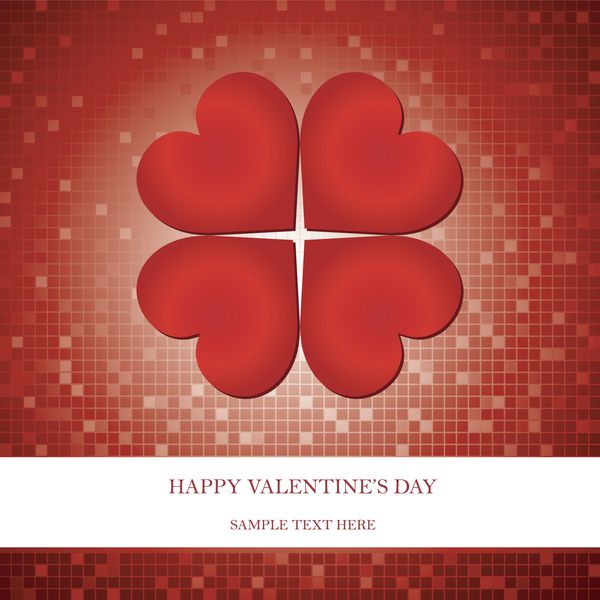 کارت قلب روز ولنتاین در پس زمینه موزاییک بردار