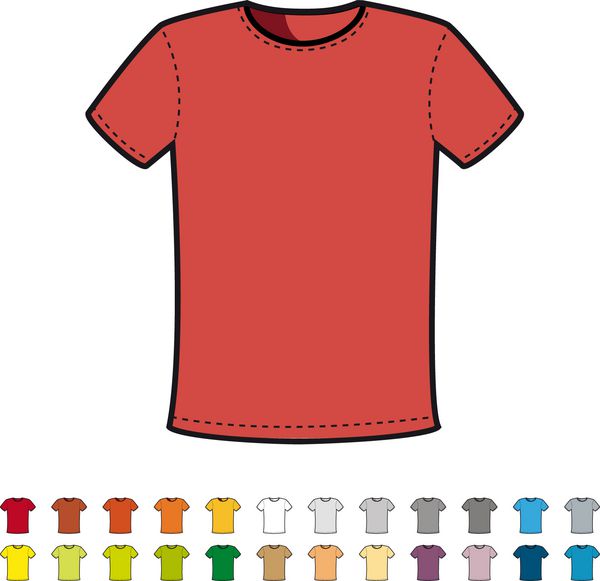 وکتور تی شرت در رنگهای متنوع
