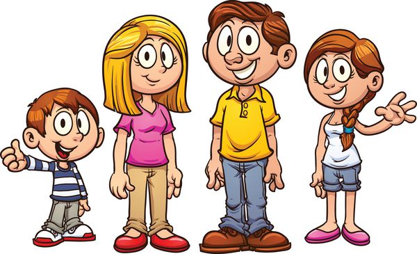 خانواده کارتونی وکتور کلیپ آرت با شیب ساده هر کدام در یک لایه جداگانه