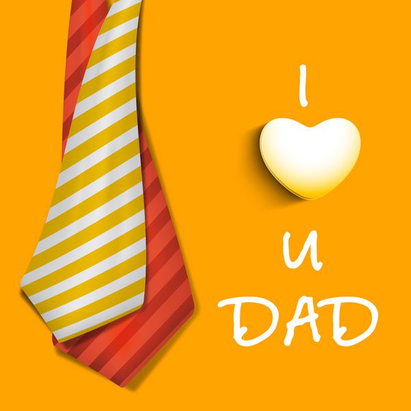 طرح مفهومی بنر بروشور یا پوستر روز پدر مبارک با کراوات و متن I Love You Dad در زمینه زرد