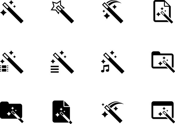 نمادهای شعبده باز جدا شده در پس زمینه سفید وکتور