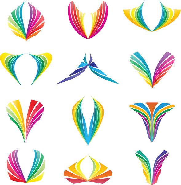 مجموعه ای از نمادهای انتزاعی رنگارنگ مجموعه آرم مفهوم طبیعت