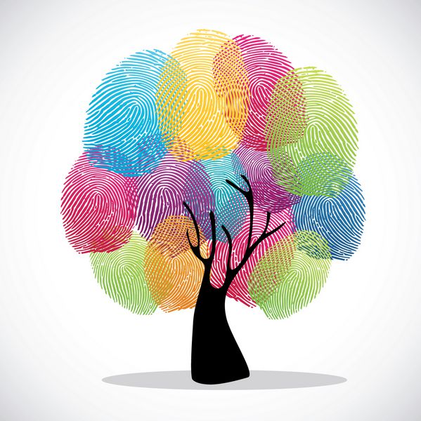 مجموعه پس‌زمینه تصویری اثر انگشت درخت تنوع رنگ فایل لایه لایه برای دستکاری آسان و رنگ آمیزی سفارشی