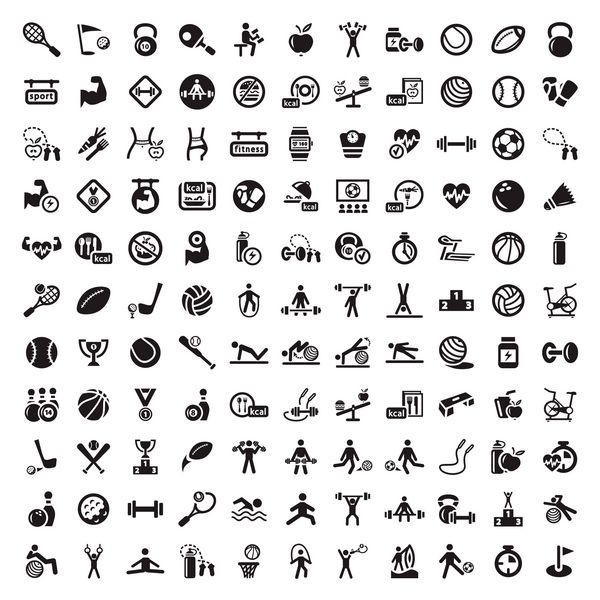 121 نماد وکتور تناسب اندام و ورزش برای وب و موبایل همه عناصر گروه بندی شده اند