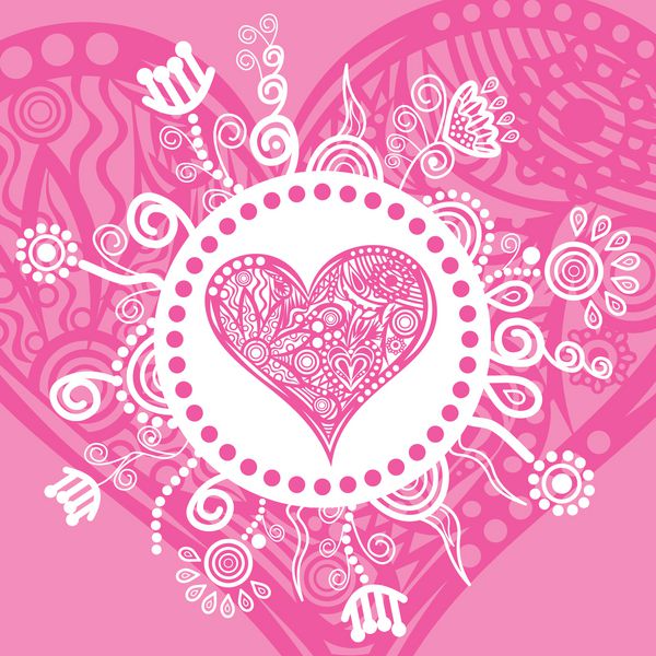 تصویر وکتور الگوی گل قلب عاشقانه کارت روز ولنتاین