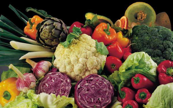 میوه ها و سبزیجات تازه میوه ها و سبزیجات مانند گوجه فرنگی کدو سبز به صورت دسته جمعی چیده شده اند طبیعی برای غذای سالم