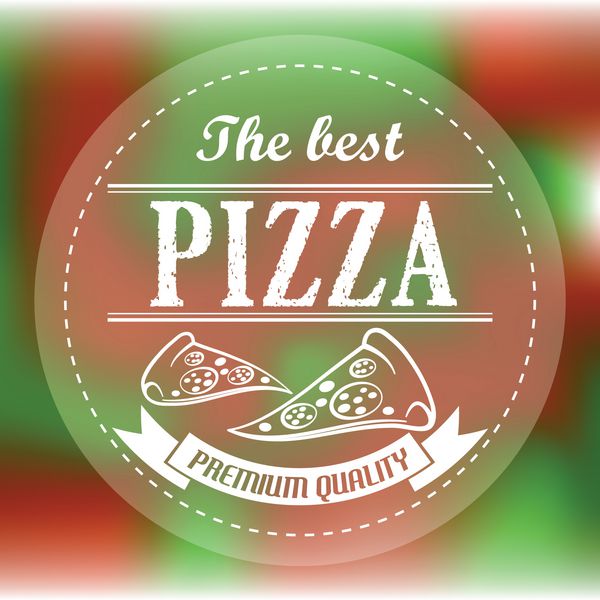 برچسب پیتزا انتزاعی قرمز و سبز مفهوم پیتزا