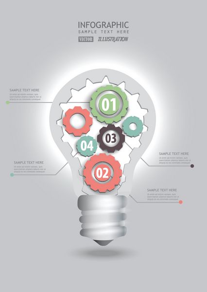 مفهوم کسب و کار مدرن عناصر اینفوگرافیک کار تیمی اجزای لامپ ایده ها