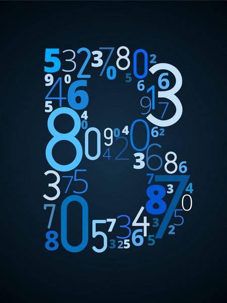 حرف B از فونت وکتور تایپوگرافی اعداد مختلف