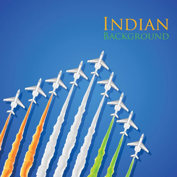 تصویری از هواپیما که پرچم سه رنگ هند را در آسمان می سازد