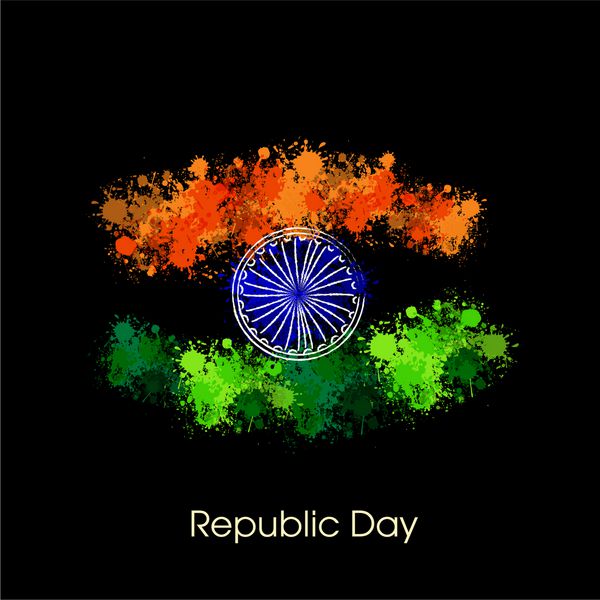 مفهوم روز جمهوری هند مبارک با چرخ آشکا در پس زمینه رنگ پرچم ملی