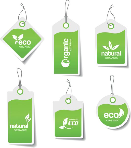 مجموعه ای از برچسب های ارگانیک - برچسب برای محصولات طبیعی