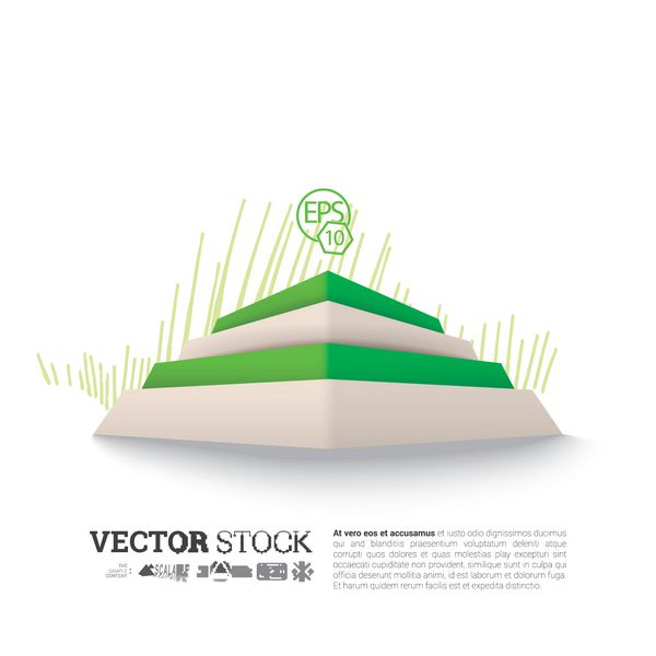 طراحی وکتور سبز - نسخه اکو از یک تصویر انتزاعی هندسی 3 بعدی هرم در یک فضای سفید عنصر تصویر شمع یا اینفوگرافیک برای وب ارائه چاپی یا گرافیک بروشور