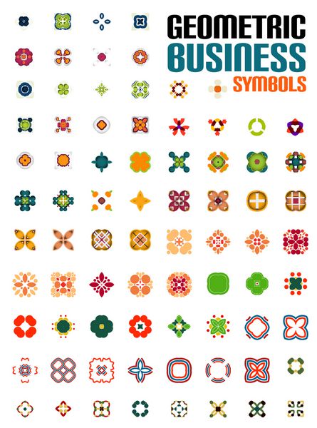 مجموعه ای از نمادهای تجاری رنگارنگ قابل ویرایش مفاهیم تجاری اشکال هندسی دکوراسیون آیکون های تکنو