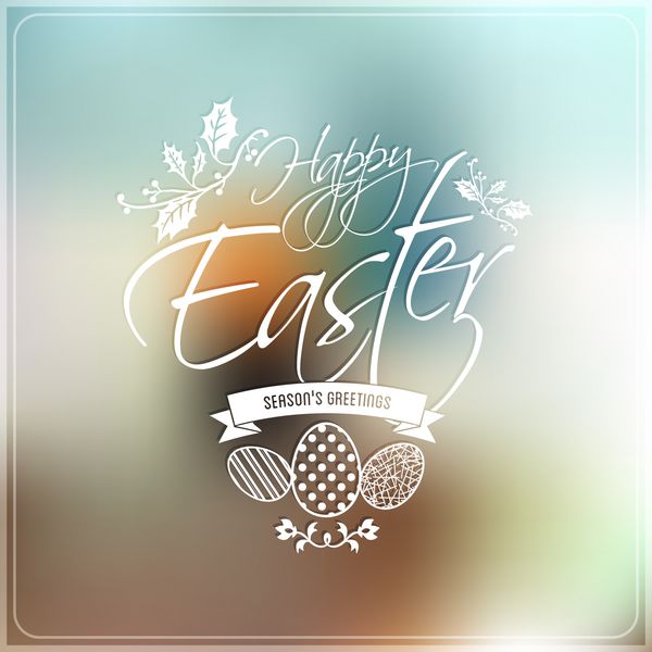 برچسب تایپوگرافی عید پاک مبارک تخم مرغ تزئین شده پس زمینه انتزاعی وکتور