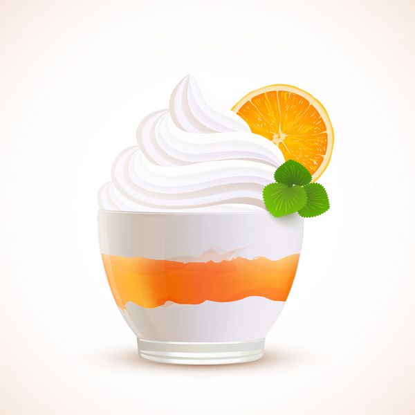 دسر بستنی تکه شده پرتقال وکتور