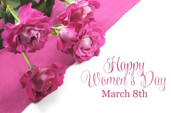 روز جهانی زن 8 مارس پیام تبریک جشن با گل رز صورتی