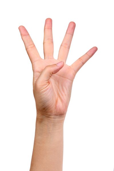 دست نشان دادن چهار انگشت جدا شده در پس زمینه سفید