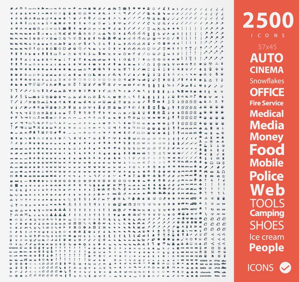 مجموعه ای از 2500 آیکون کیفیت آیکون های خدمات آتش نشانی خودکار نمادهای پزشکی نمادهای رسانه نمادهای پول نمادهای غذا نمادهای موبایل نمادهای پلیس نمادهای وب نمادهای کمپینگ نمادهای نمادهای پروانه نماد دانه های برف