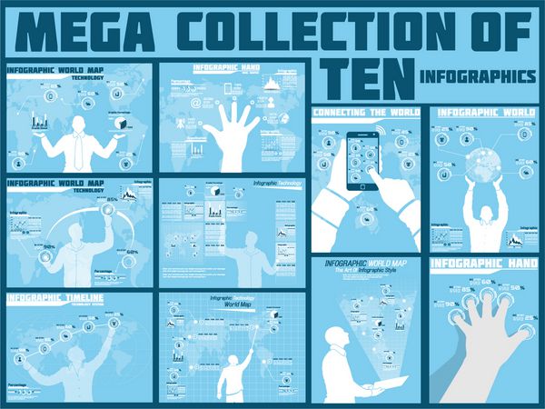 مجموعه مگا از ده فناوری اطلاعات اینفوگرافیک