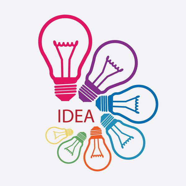 ایده ایده با نمادهای لامپ