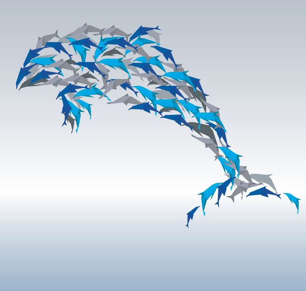 تصویر دلفین های کاغذی در پرش