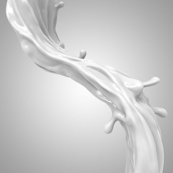 پاشش شیر مایع سه بعدی انتزاعی موج پاشیدن رنگ سفید