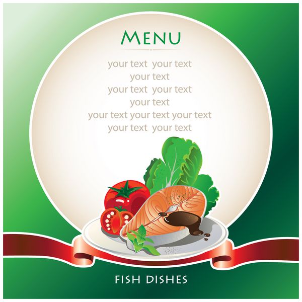 طراحی منو غذاهای ماهی ماهی و سبزیجات