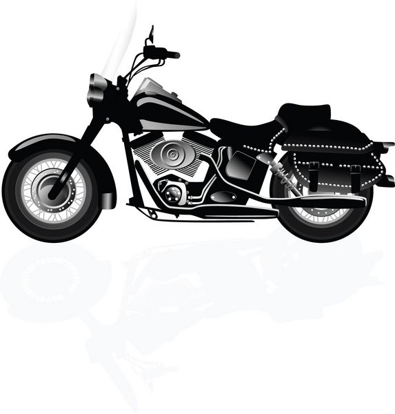 شبح موتور سیکلت سیاه جدا شده در پس زمینه سفید